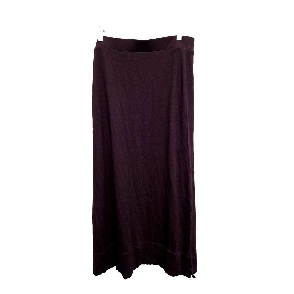 FLAX IN MOTION Size MEDIUM Maxi Skirt PLUM Stretch Jersey Knit - NEW